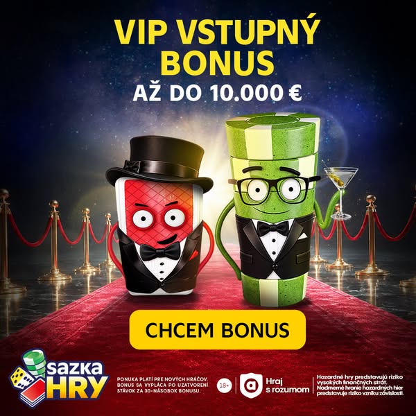 SazkaHry: VIP vstupný bonus 100 % až do 10 000 €