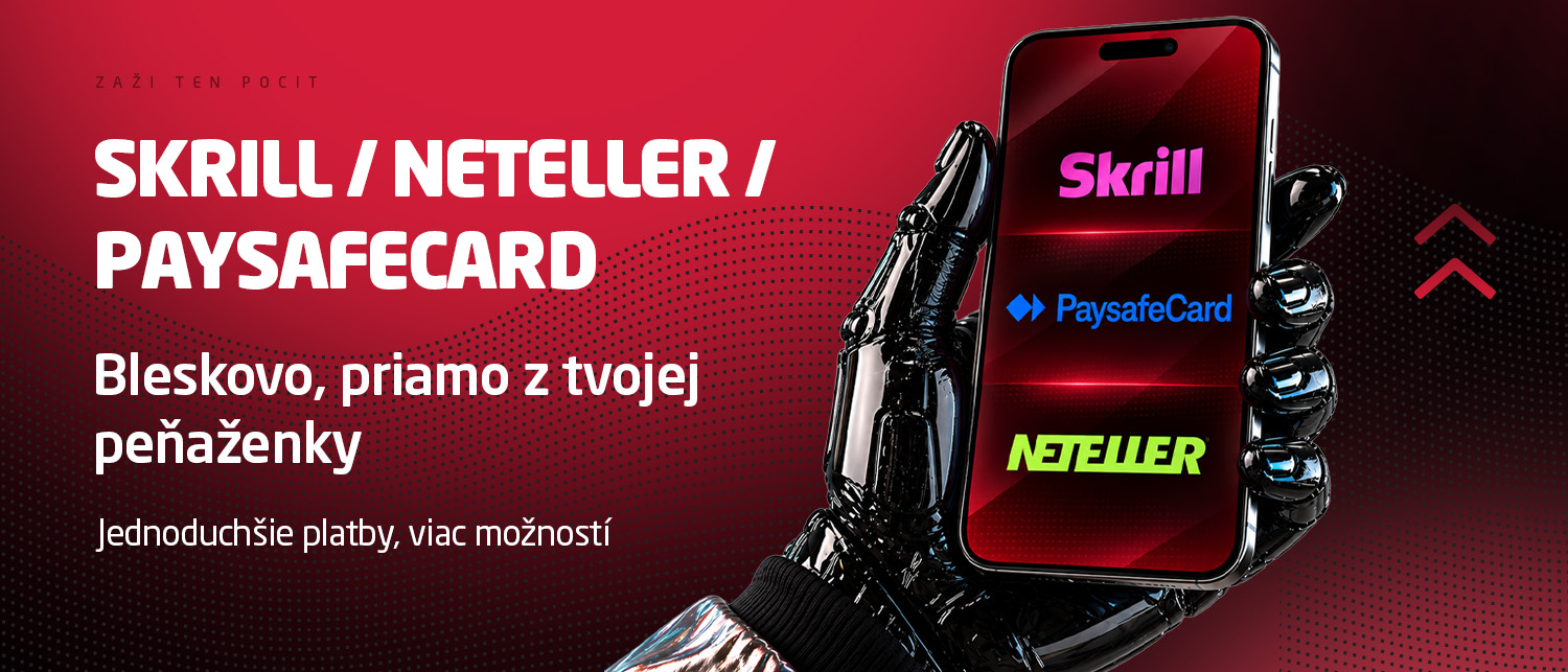 SYNOT TIP rozšíril platby o Skrill, Neteller a Paysafecard