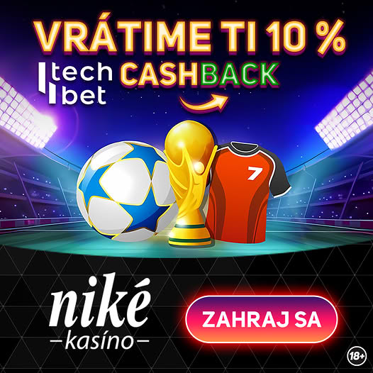 Tech4Bet cashback v Niké: vráti 10 % z prehry